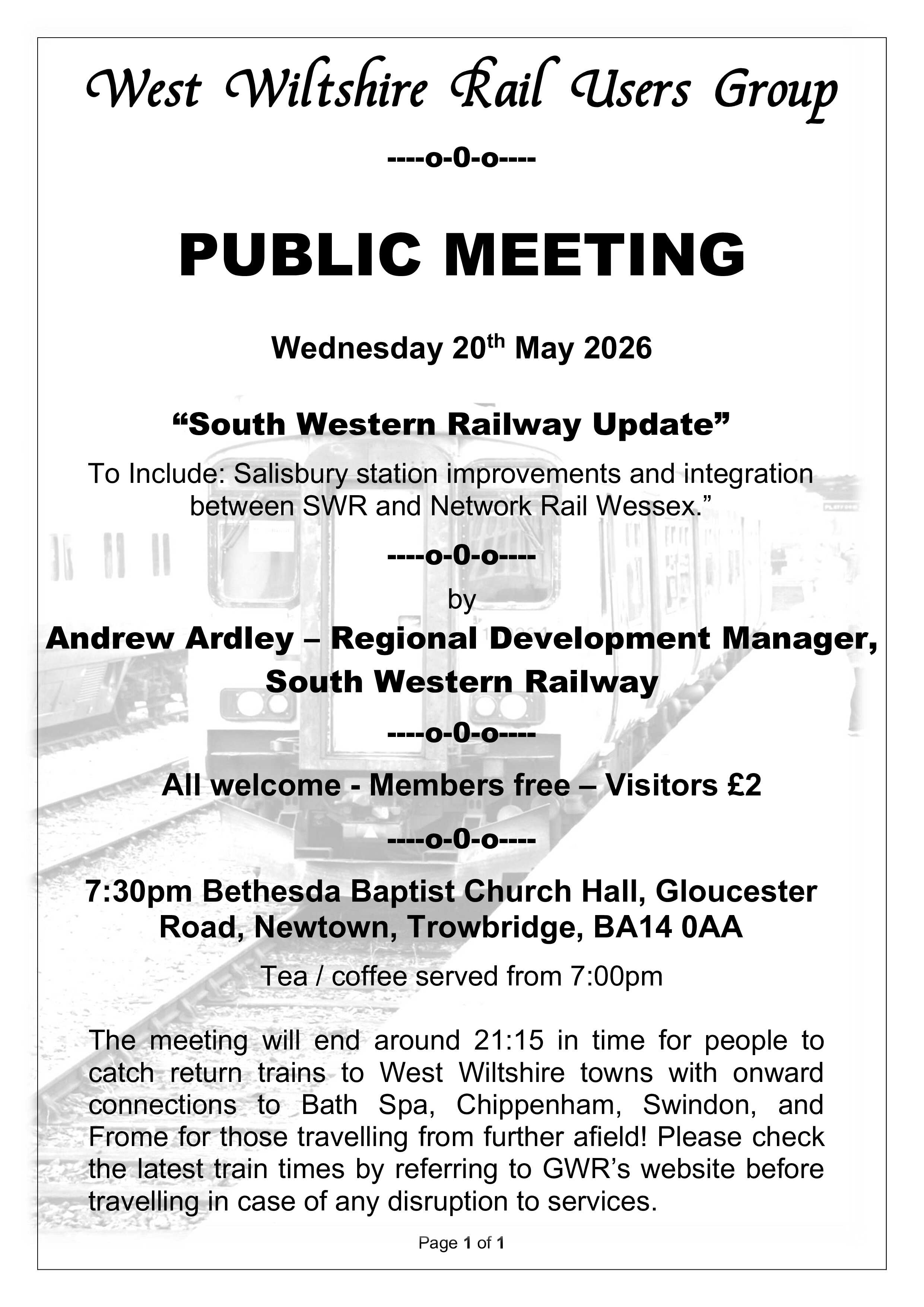 Details of the next WWRUG meeting
